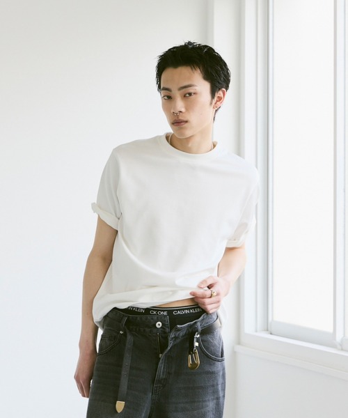 soerte（ソエルテ）の「Basic box cotton blend tee/ベーシックボックスコットンブレンドT（Tシャツ/カットソー・メンズ・ブルー/チャコールグレー/ブラウン/ブラック/ホワイト・1/2/3）」の17枚目の写真