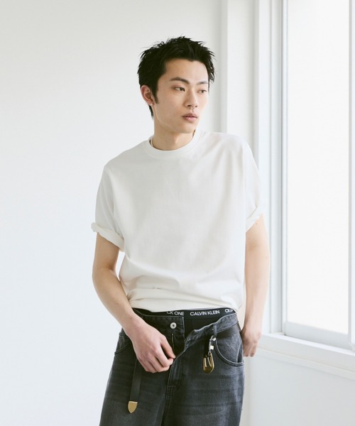 soerte（ソエルテ）の「Basic box cotton blend tee/ベーシックボックスコットンブレンドT（Tシャツ/カットソー・メンズ・ブルー/チャコールグレー/ブラウン/ブラック/ホワイト・1/2/3）」の18枚目の写真