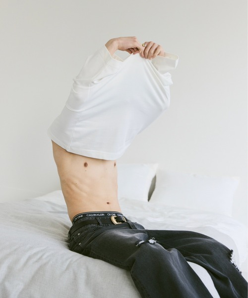 soerte（ソエルテ）の「Basic box cotton blend tee/ベーシックボックスコットンブレンドT（Tシャツ/カットソー・メンズ・ブルー/チャコールグレー/ブラウン/ブラック/ホワイト・1/2/3）」の20枚目の写真