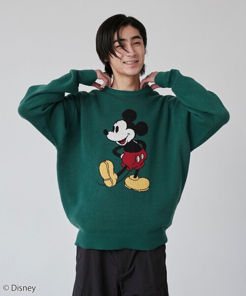 Disney（ディズニー）の「coen限定／ディズニーデザイン　ジャガードニットプルオーバー（ニット/セーター・メンズ・オフホワイト/ダークグリーン/ネイビー・M/S/XL/L）」の16枚目の写真