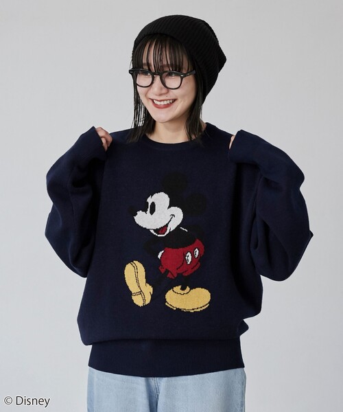 Disney（ディズニー）の「coen限定／ディズニーデザイン　ジャガードニットプルオーバー（ニット/セーター・メンズ・オフホワイト/ダークグリーン/ネイビー・M/S/XL/L）」の7枚目の写真