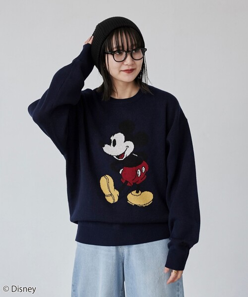 Disney（ディズニー）の「coen限定／ディズニーデザイン　ジャガードニットプルオーバー（ニット/セーター・メンズ・オフホワイト/ダークグリーン/ネイビー・M/S/XL/L）」の9枚目の写真