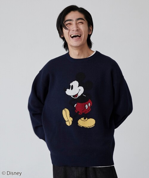 Disney（ディズニー）の「coen限定／ディズニーデザイン　ジャガードニットプルオーバー（ニット/セーター・メンズ・オフホワイト/ダークグリーン/ネイビー・M/S/XL/L）」の14枚目の写真