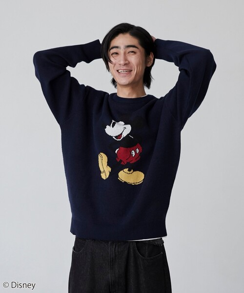 Disney（ディズニー）の「coen限定／ディズニーデザイン　ジャガードニットプルオーバー（ニット/セーター・メンズ・オフホワイト/ダークグリーン/ネイビー・M/S/XL/L）」の11枚目の写真