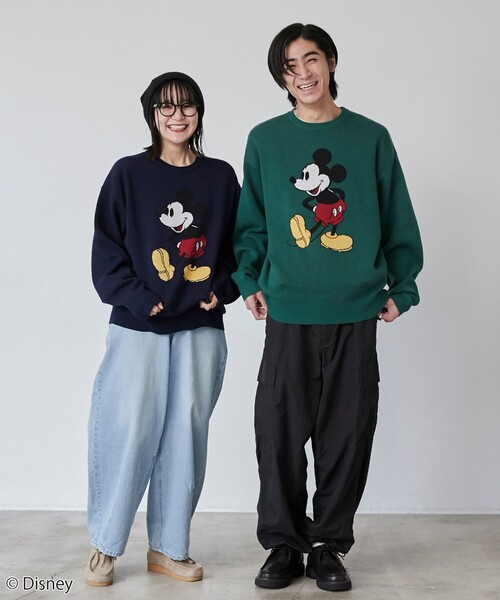 Disney（ディズニー）の「coen限定／ディズニーデザイン　ジャガードニットプルオーバー（ニット/セーター・メンズ・オフホワイト/ダークグリーン/ネイビー・M/S/XL/L）」の19枚目の写真