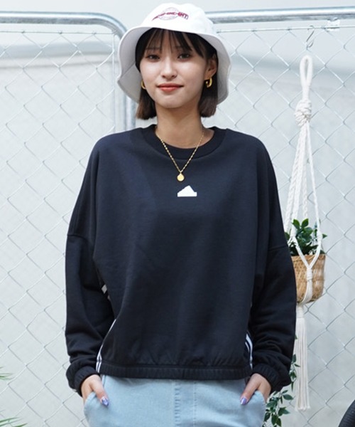 adidas(アディダス)の「adidas/アディダス スウェット クルーネック ワンポイント KNR46(スウェット・レディース・ブラック・M/L)」の2枚目の写真