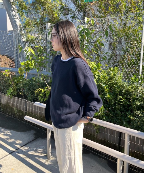 BROKEN BASE（ブロークンベース）の「5Gコットンクルーネックニット（ニット/セーター・メンズ・ネイビー/グレー・MEDIUM/LARGE）」の4枚目の写真