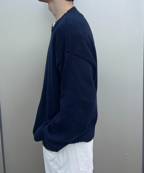 BROKEN BASE（ブロークンベース）の「5Gコットンクルーネックニット（ニット/セーター・メンズ・ネイビー/グレー・MEDIUM/LARGE）」の21枚目の写真
