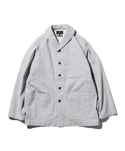 BEAMS PLUS（ビームスプラス）の「BEAMS PLUS / マルチカラー ヒッコリー ミリタリー ショールカラー ジャケット（ブルゾン・メンズ・グレー/ベージュ・S/L/M/XL）」の2枚目の写真