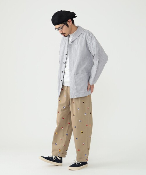 BEAMS PLUS（ビームスプラス）の「BEAMS PLUS / マルチカラー ヒッコリー ミリタリー ショールカラー ジャケット（ブルゾン・メンズ・グレー/ベージュ・S/L/M/XL）」の3枚目の写真