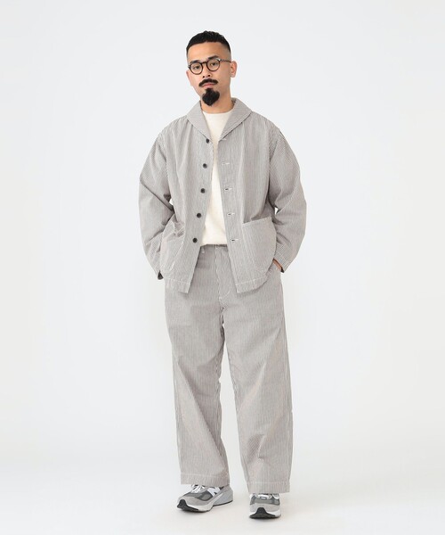 BEAMS PLUS（ビームスプラス）の「BEAMS PLUS / マルチカラー ヒッコリー ミリタリー ショールカラー ジャケット（ブルゾン・メンズ・グレー/ベージュ・S/L/M/XL）」の5枚目の写真