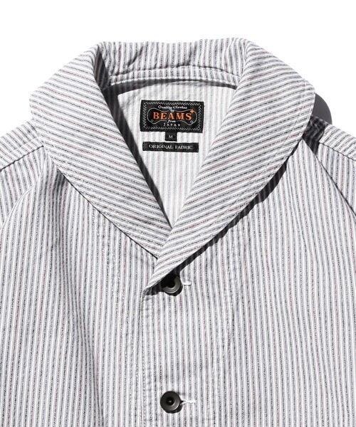BEAMS PLUS（ビームスプラス）の「BEAMS PLUS / マルチカラー ヒッコリー ミリタリー ショールカラー ジャケット（ブルゾン・メンズ・グレー/ベージュ・S/L/M/XL）」の11枚目の写真