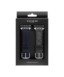 COACH（コーチ）の「「COACH/コーチ」 Apple Watch アップルウォッチ用替えベルト 42mm&44mm&45mm アップルウォッチ用 SS セット レザー ストラップ & チャコール シグネチャー C コーティング キャンバス ストラップ（デジタル腕時計・メンズ）」