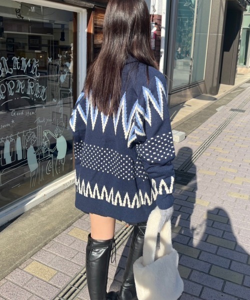 nemne store(ネンネストア)の「【低身長サイズあり】ダブルジップカウチンニットカーディガン(カーディガン/ボレロ・レディース・アイボリー/グレー/ネイビー・MEDIUM/SMALL)」の20枚目の写真