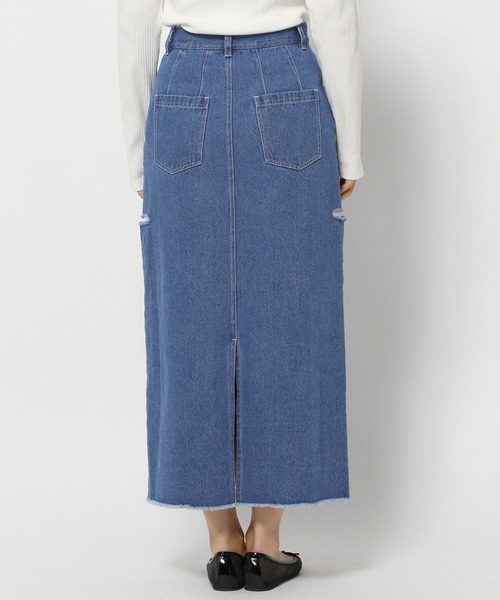 mysty woman（ミスティウーマン）の「サイドスリットデニムスカート 996671（スカート・レディース・ライトブルー/ブラック/ブルー・FREE）」の12枚目の写真