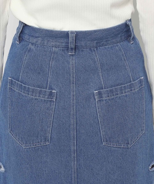 mysty woman（ミスティウーマン）の「サイドスリットデニムスカート 996671（スカート・レディース・ライトブルー/ブラック/ブルー・FREE）」の13枚目の写真
