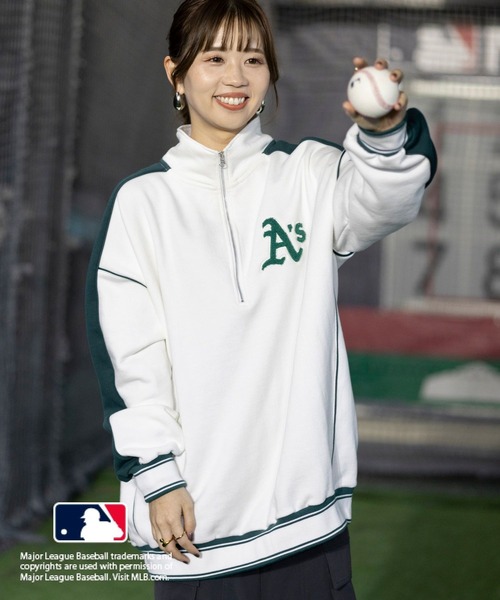 LEPSIM（レプシィム）の「MLB ハーフジップ配色プルオーバー　100690（Tシャツ/カットソー・レディース・グレー/オフホワイト/ブルー・FREE）」の9枚目の写真