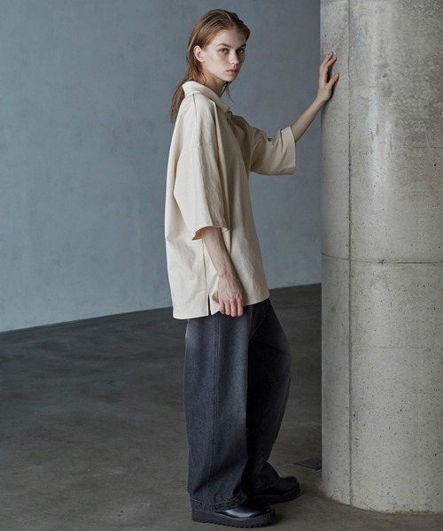 SERACE】Oversize short sleeve half zip T-Shirt / オーバー