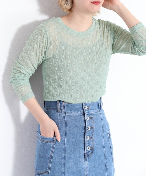 cepo(セポ)の「<新色追加>シアージャガードロンTee(Tシャツ/カットソー・レディース・ミント/ブラック/オフホワイト/オレンジ・M)」の1枚目の写真