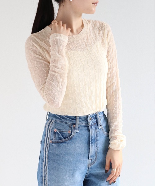 cepo(セポ)の「<新色追加>シアージャガードロンTee(Tシャツ/カットソー・レディース・ミント/ブラック/オフホワイト/オレンジ・M)」の6枚目の写真