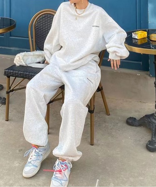 Chick(チック)の「▲Sweat Set Up / スウェットセットアップ(ルームウェア/パジャマ・レディース・グレー・M/L/XL)」の1枚目の写真