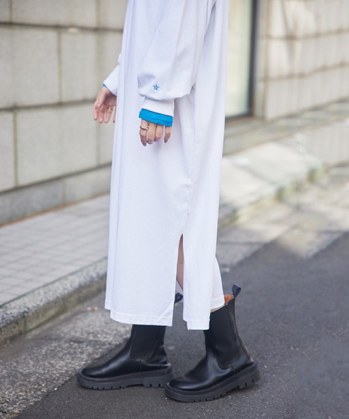 CONVERSE(コンバース)の「【CONVERSE】天竺ハーフZIPワンピース 3187-6806(ワンピース・レディース・グレー/ホワイト/グリーン・M)」の7枚目の写真