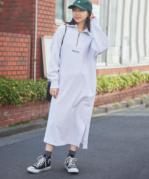 CONVERSE(コンバース)の「【CONVERSE】天竺ハーフZIPワンピース 3187-6806(ワンピース・レディース・グレー/ホワイト/グリーン・M)」の16枚目の写真