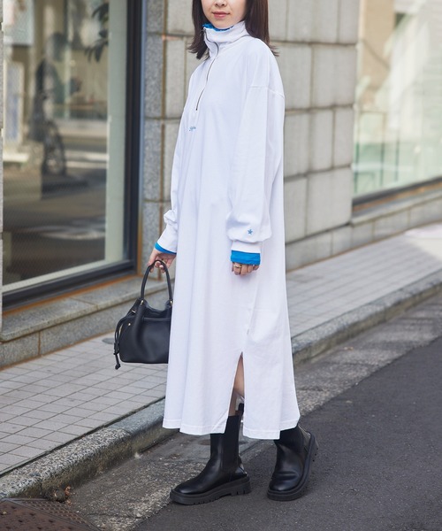 CONVERSE(コンバース)の「【CONVERSE】天竺ハーフZIPワンピース 3187-6806(ワンピース・レディース・グレー/ホワイト/グリーン・M)」の8枚目の写真