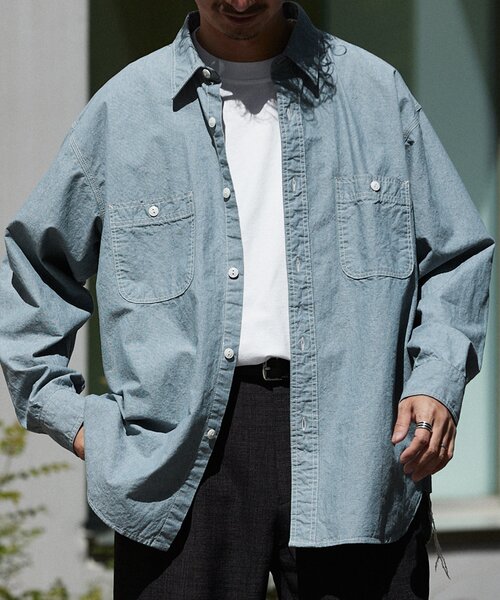 JOURNAL STANDARD relume(ジャーナルスタンダード レリューム)の「【HOUSE HOLD / ハウスホールド】シャンブレーシャツ(シャツ/ブラウス・メンズ・ブルー系その他/グリーン/ブラック・LARGE/MEDIUM)」の3枚目の写真