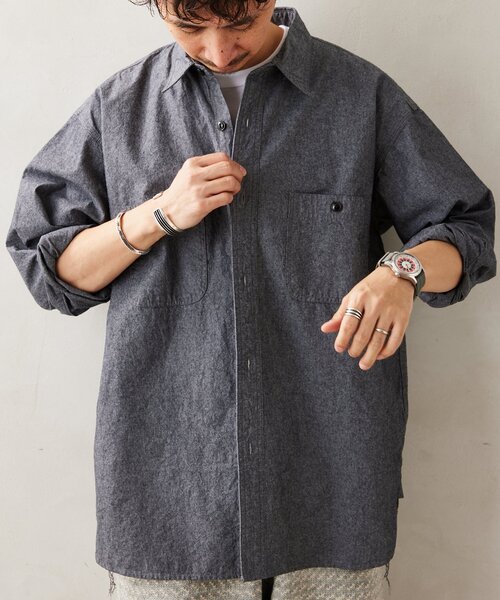 JOURNAL STANDARD relume(ジャーナルスタンダード レリューム)の「【HOUSE HOLD / ハウスホールド】シャンブレーシャツ(シャツ/ブラウス・メンズ・ブルー系その他/グリーン/ブラック・LARGE/MEDIUM)」の14枚目の写真