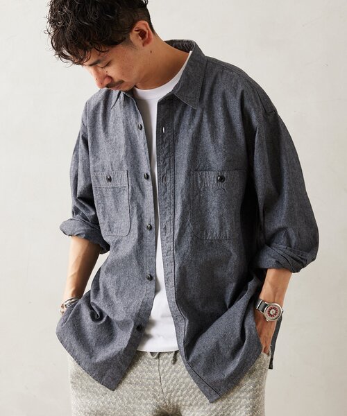 JOURNAL STANDARD relume(ジャーナルスタンダード レリューム)の「【HOUSE HOLD / ハウスホールド】シャンブレーシャツ(シャツ/ブラウス・メンズ・ブルー系その他/グリーン/ブラック・LARGE/MEDIUM)」の5枚目の写真