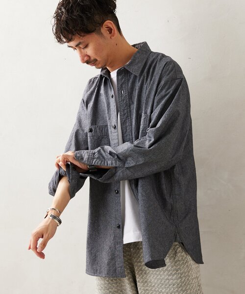 JOURNAL STANDARD relume(ジャーナルスタンダード レリューム)の「【HOUSE HOLD / ハウスホールド】シャンブレーシャツ(シャツ/ブラウス・メンズ・ブルー系その他/グリーン/ブラック・LARGE/MEDIUM)」の7枚目の写真
