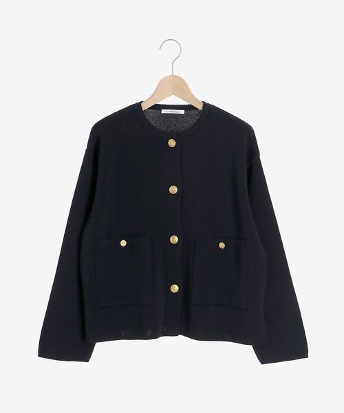 le.coeur blanc(ルクールブラン)の「ミラノリブニットジャケット(その他アウター・レディース・ネイビー/オフホワイト/サックスブルー・38)」の4枚目の写真