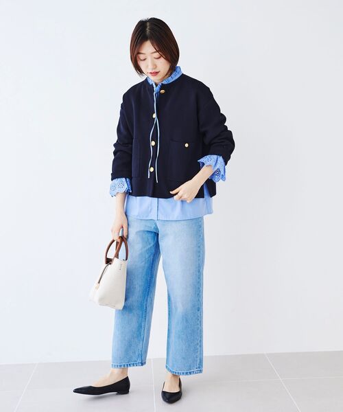 le.coeur blanc(ルクールブラン)の「ミラノリブニットジャケット(その他アウター・レディース・ネイビー/オフホワイト/サックスブルー・38)」の18枚目の写真