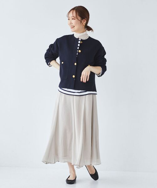le.coeur blanc(ルクールブラン)の「ミラノリブニットジャケット(その他アウター・レディース・ネイビー/オフホワイト/サックスブルー・38)」の20枚目の写真