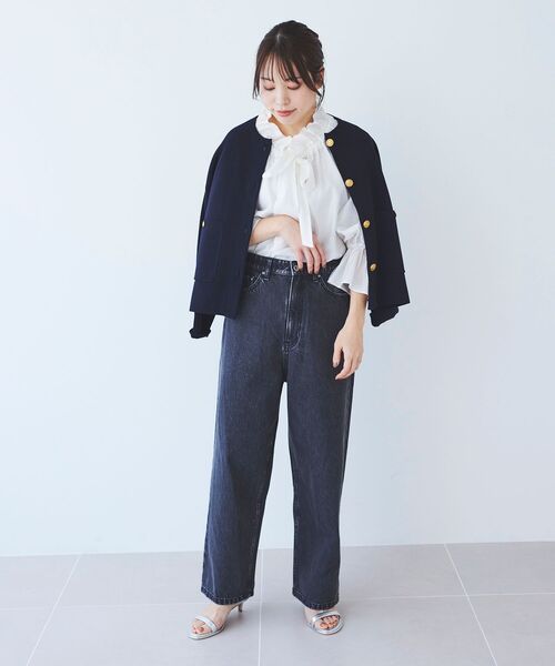 le.coeur blanc(ルクールブラン)の「ミラノリブニットジャケット(その他アウター・レディース・ネイビー/オフホワイト/サックスブルー・38)」の21枚目の写真