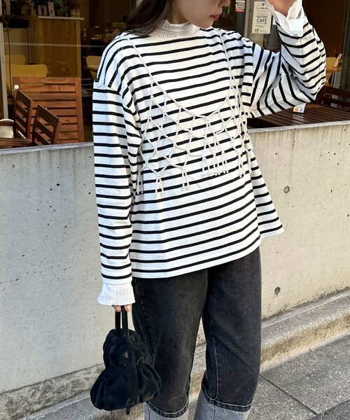 fredy emue（フレディエミュ）の「袖ドット釦ボーダープルオーバー（Tシャツ/カットソー・レディース・ホワイト系その他/レッド系その他/ブルー系その他・38）」の6枚目の写真