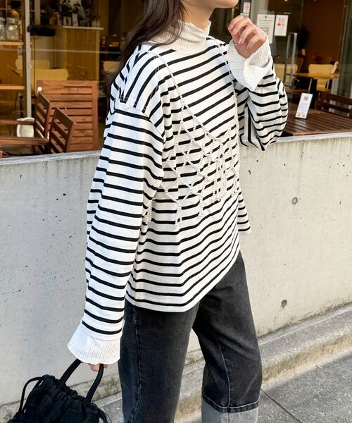 fredy emue（フレディエミュ）の「袖ドット釦ボーダープルオーバー（Tシャツ/カットソー・レディース・ホワイト系その他/レッド系その他/ブルー系その他・38）」の5枚目の写真