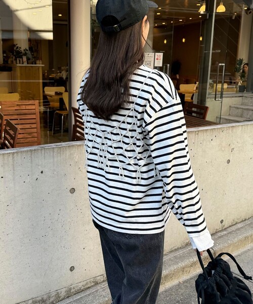 fredy emue（フレディエミュ）の「袖ドット釦ボーダープルオーバー（Tシャツ/カットソー・レディース・ホワイト系その他/レッド系その他/ブルー系その他・38）」の4枚目の写真