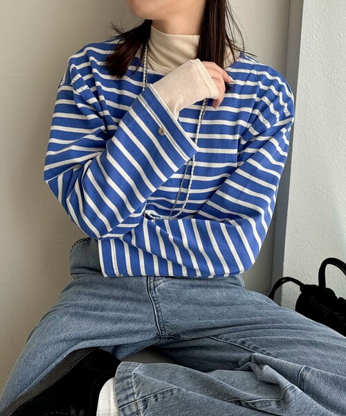 fredy emue（フレディエミュ）の「袖ドット釦ボーダープルオーバー（Tシャツ/カットソー・レディース・ホワイト系その他/レッド系その他/ブルー系その他・38）」の12枚目の写真