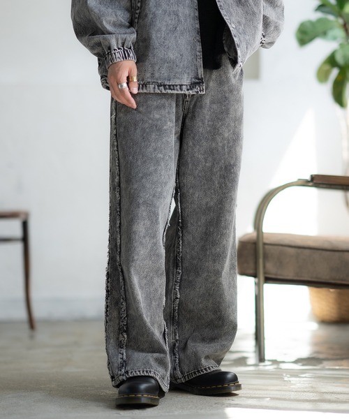 improves(インプローブス)の「フリンジ加工 デニム バギーパンツ(デニムパンツ・メンズ・ブラック/ブラック系/ブラック系1・MEDIUM/LARGE)」の3枚目の写真