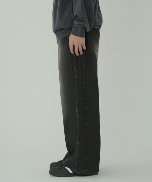 improves(インプローブス)の「フリンジ加工 デニム バギーパンツ(デニムパンツ・メンズ・ブラック/ブラック系/ブラック系1・MEDIUM/LARGE)」の5枚目の写真