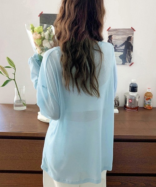 Miniministore(ミニミニストア)の「シアーライトニット レディースレイヤード(Tシャツ/カットソー・レディース・ホワイト/ブラック/アイボリー/ライトブルー/ピンク/グレー・FREE)」の8枚目の写真