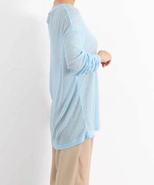 Miniministore(ミニミニストア)の「シアーライトニット レディースレイヤード(Tシャツ/カットソー・レディース・ホワイト/ブラック/アイボリー/ライトブルー/ピンク/グレー・FREE)」の12枚目の写真