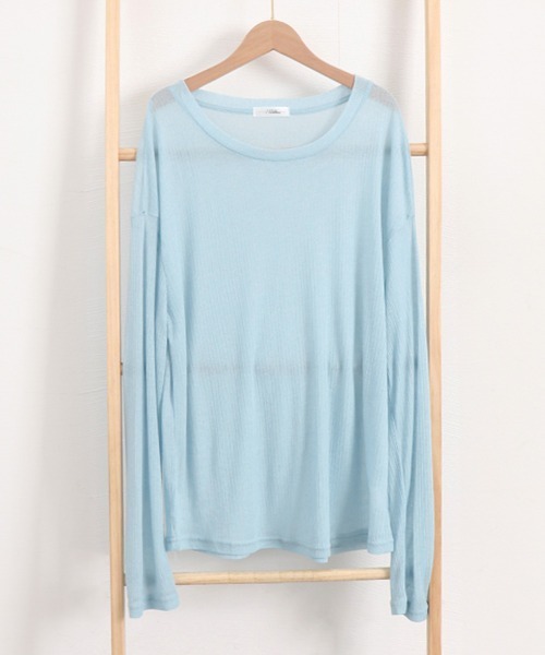 Miniministore(ミニミニストア)の「シアーライトニット レディースレイヤード(Tシャツ/カットソー・レディース・ホワイト/ブラック/アイボリー/ライトブルー/ピンク/グレー・FREE)」の14枚目の写真