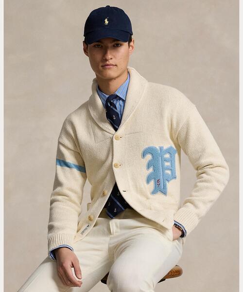 コットンリネン レターマン カーディガン