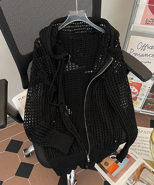 KOM メッシュ編み ブラックパーカー ARULE（アリュール）の「A'GEM/9 × .kom『ARULE/アルール