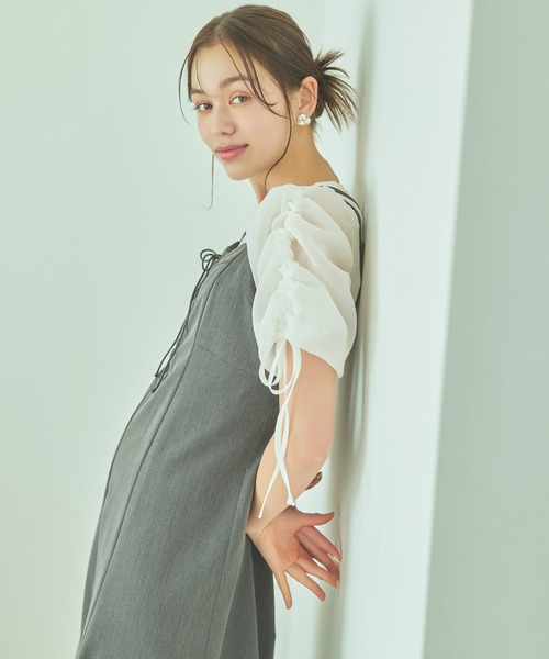 mysty woman（ミスティウーマン）の「ドロストスリーブテレコプルオーバー　113501（Tシャツ/カットソー・レディース・ブルー/オフホワイト/ブラック・FREE）」の2枚目の写真