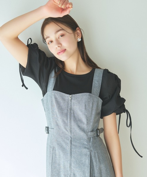 mysty woman（ミスティウーマン）の「ドロストスリーブテレコプルオーバー　113501（Tシャツ/カットソー・レディース・ブルー/オフホワイト/ブラック・FREE）」の15枚目の写真