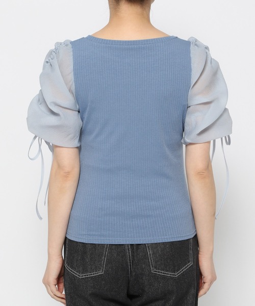 mysty woman（ミスティウーマン）の「ドロストスリーブテレコプルオーバー　113501（Tシャツ/カットソー・レディース・ブルー/オフホワイト/ブラック・FREE）」の10枚目の写真